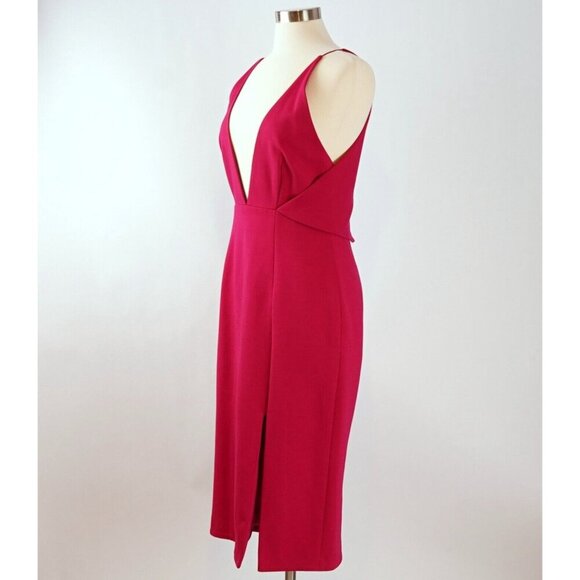 Nicholas Fuchsia Deep V Midi Dress - Size 8 - EUC - Picture 3 of 11